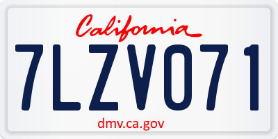 CA license plate 7LZV071