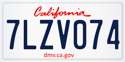 CA license plate 7LZV074