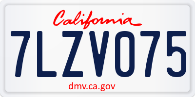 CA license plate 7LZV075
