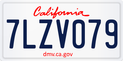 CA license plate 7LZV079