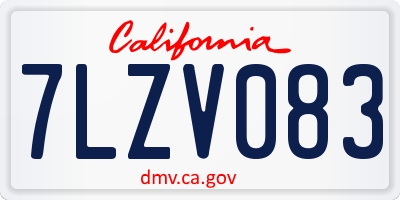 CA license plate 7LZV083