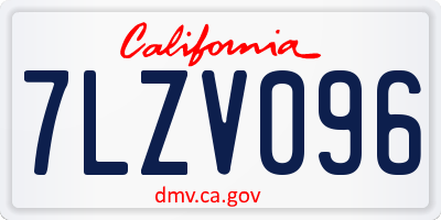 CA license plate 7LZV096