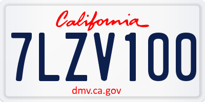 CA license plate 7LZV100
