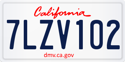 CA license plate 7LZV102