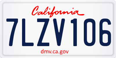 CA license plate 7LZV106