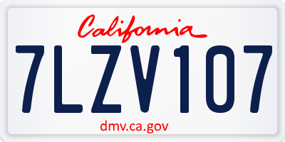 CA license plate 7LZV107