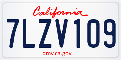 CA license plate 7LZV109
