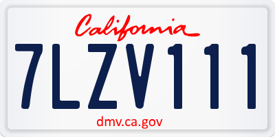 CA license plate 7LZV111