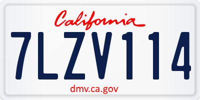 CA license plate 7LZV114