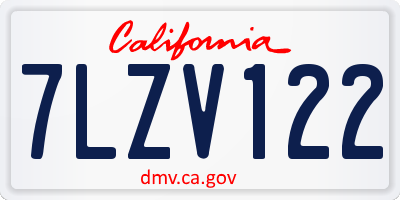 CA license plate 7LZV122