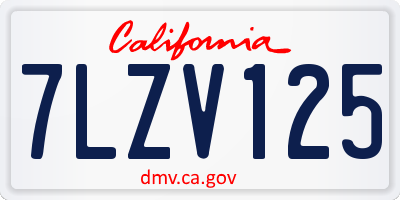 CA license plate 7LZV125