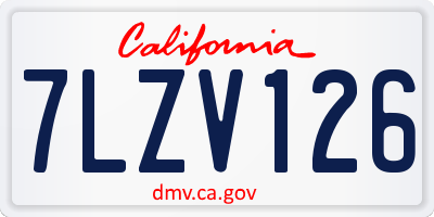 CA license plate 7LZV126