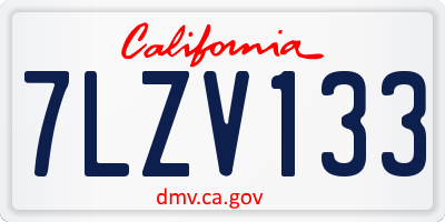 CA license plate 7LZV133