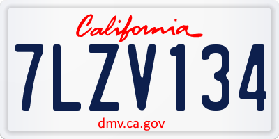 CA license plate 7LZV134