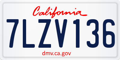 CA license plate 7LZV136