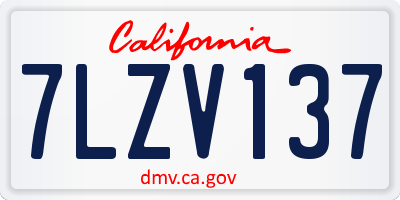 CA license plate 7LZV137