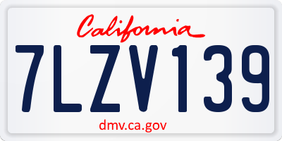 CA license plate 7LZV139