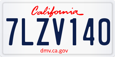 CA license plate 7LZV140