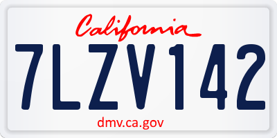 CA license plate 7LZV142