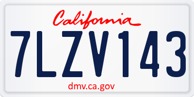 CA license plate 7LZV143