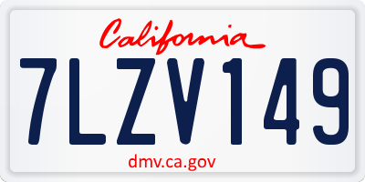 CA license plate 7LZV149