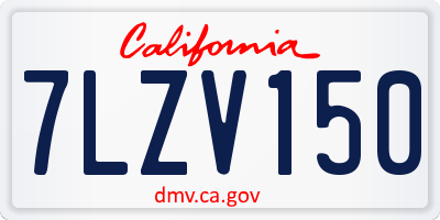 CA license plate 7LZV150