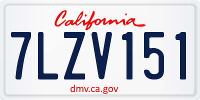 CA license plate 7LZV151