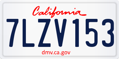CA license plate 7LZV153