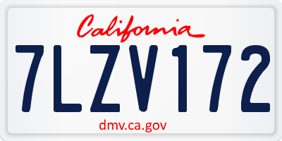 CA license plate 7LZV172