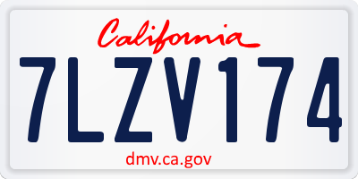 CA license plate 7LZV174
