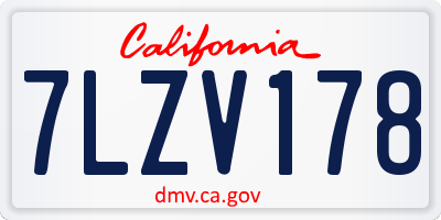 CA license plate 7LZV178