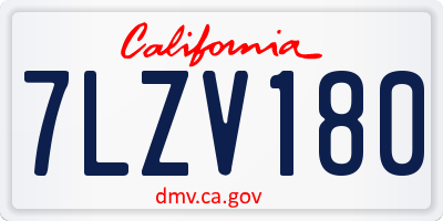 CA license plate 7LZV180