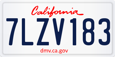 CA license plate 7LZV183