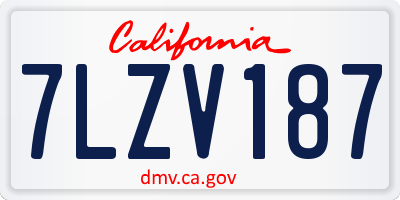 CA license plate 7LZV187