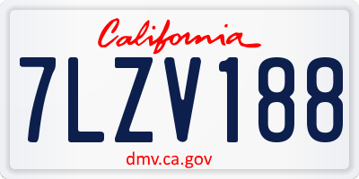 CA license plate 7LZV188