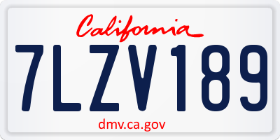 CA license plate 7LZV189