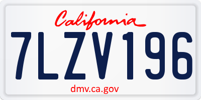 CA license plate 7LZV196