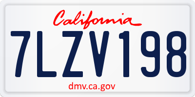 CA license plate 7LZV198