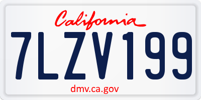 CA license plate 7LZV199