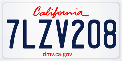 CA license plate 7LZV208