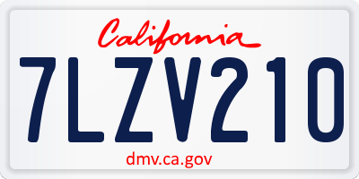 CA license plate 7LZV210