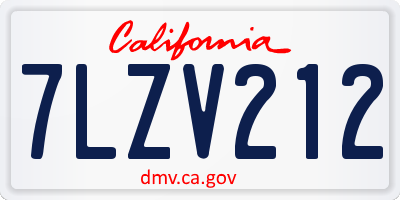 CA license plate 7LZV212