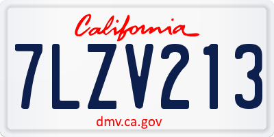 CA license plate 7LZV213