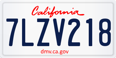 CA license plate 7LZV218