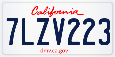 CA license plate 7LZV223