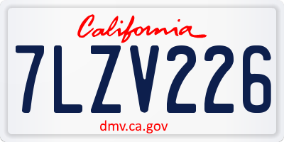 CA license plate 7LZV226