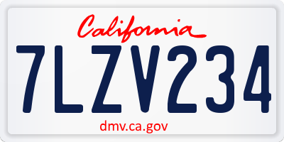 CA license plate 7LZV234