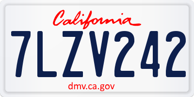 CA license plate 7LZV242