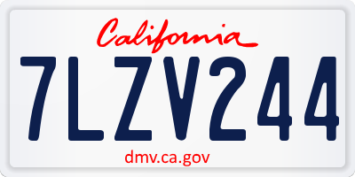 CA license plate 7LZV244