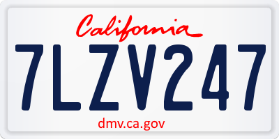 CA license plate 7LZV247
